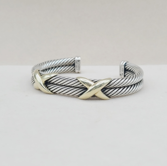 David Yurman 10mm Double Cable Double Gold X Bracelet - Picture 3 of 13
